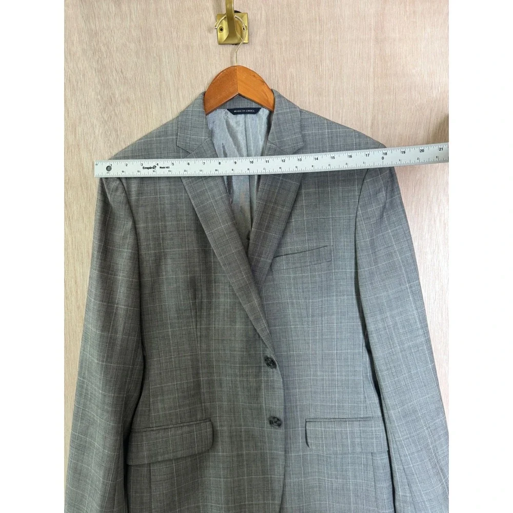 Banana Republic Mens 40R Tailored Fit Grey Glen Plaid Two Button Suit Jacket